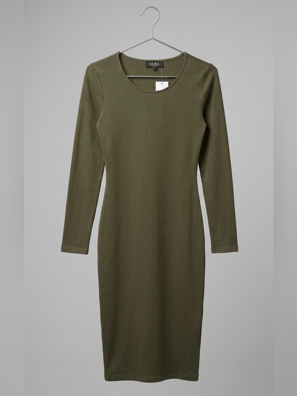 NWT AKIRA Olive Green Long Sleeve Knit Midi Dress - fall staple - size XL